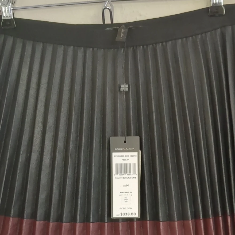 BCBGMaxAzria Black, Burgundy, and Teal Pleated Skirt - Picture 3 of 4